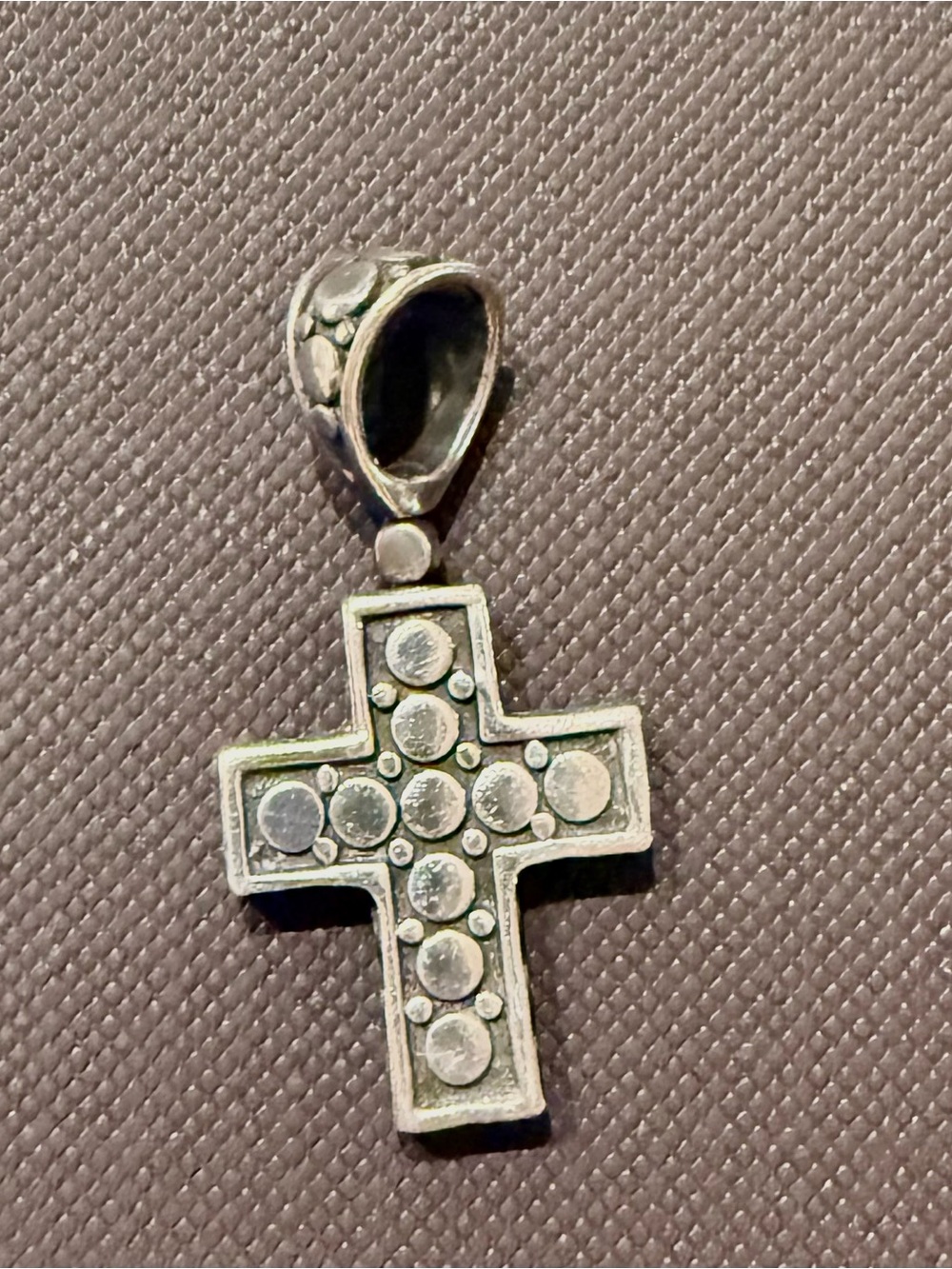 John Hardy 925 Sterling Silver Cross Pendant with Dot Accent - Silver